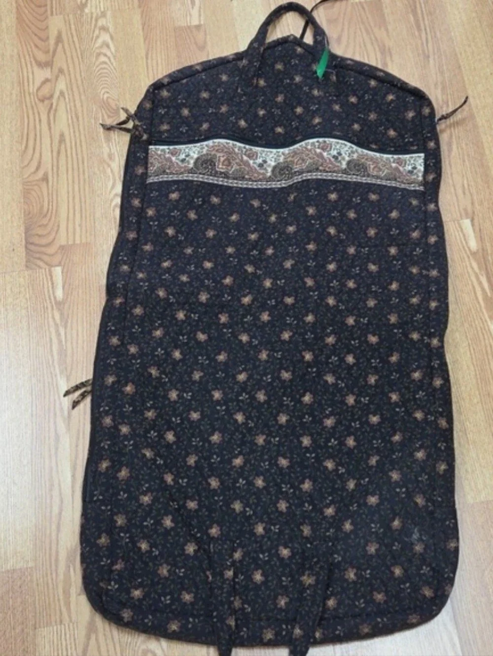 Vintage VERA BRADLEY Black Walnut Garment Bag Brown Orange Floral Leaves 1999